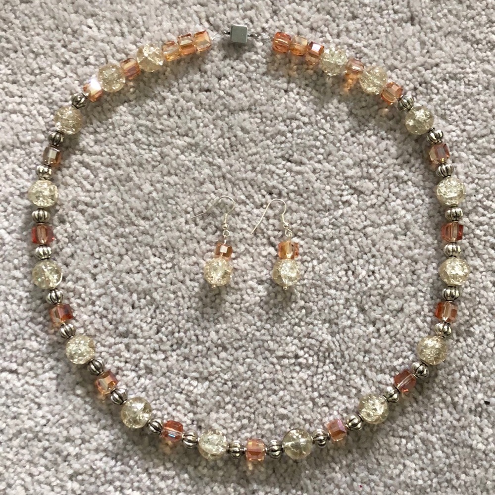 10” Beaded Necklace with Matching Earrings Set